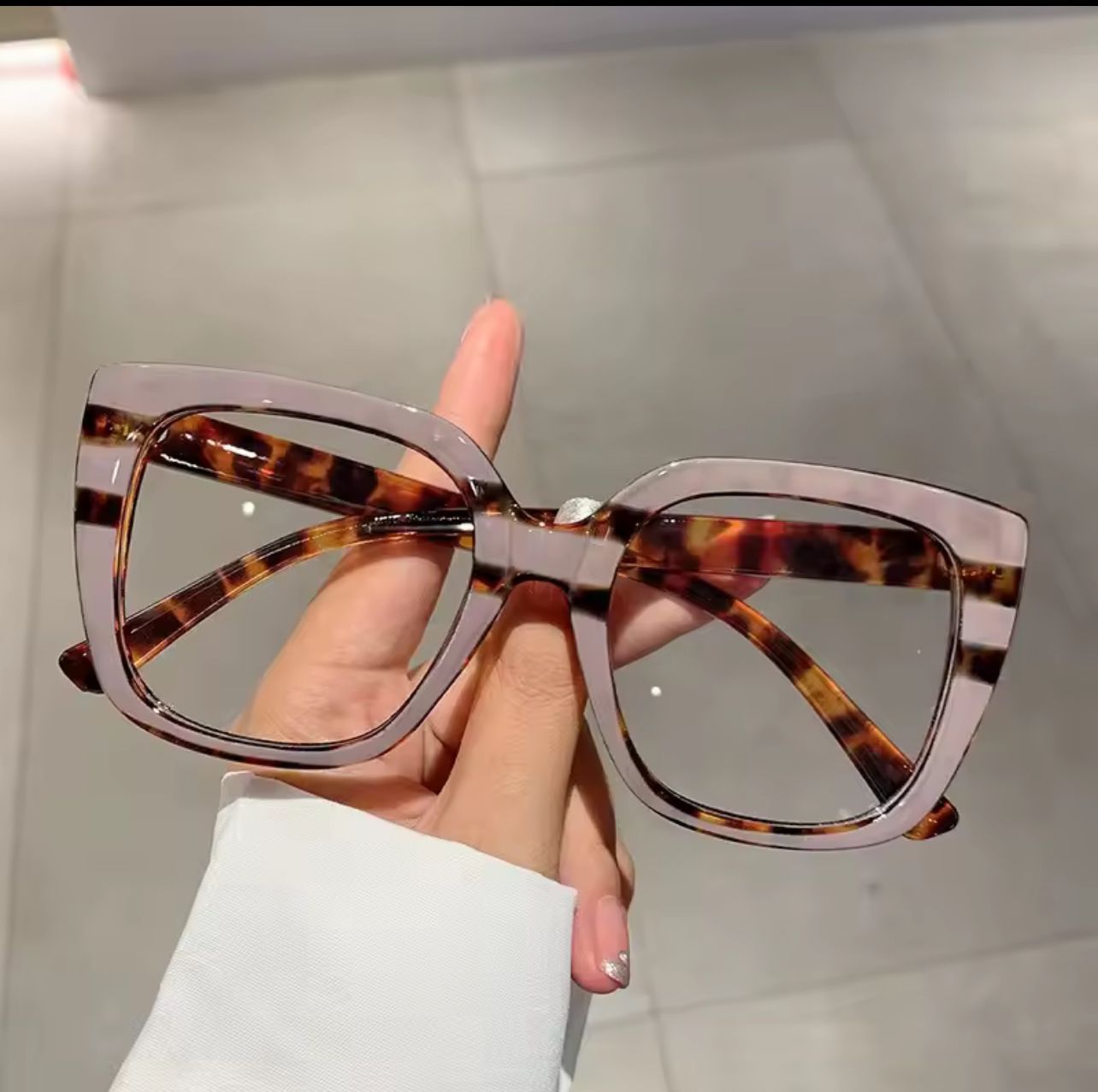 Lente De Policarbonato Beige Cuadrados